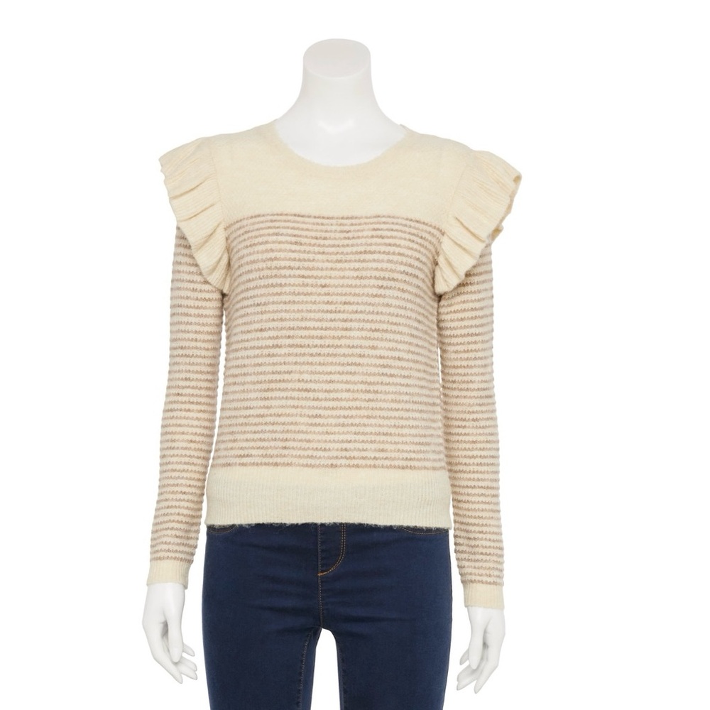 NWT LC Lauren Conrad Ruffle Pullover Sweater Striped Size XXL